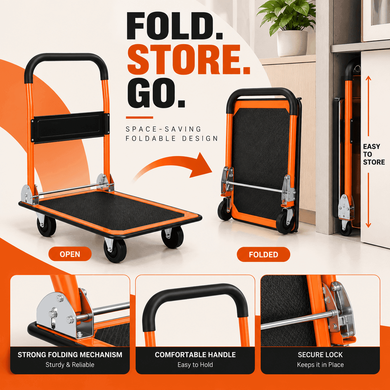 Bathla 300 Kg Steel Foldable Platform Trolley | LadderMart thumbnail 4