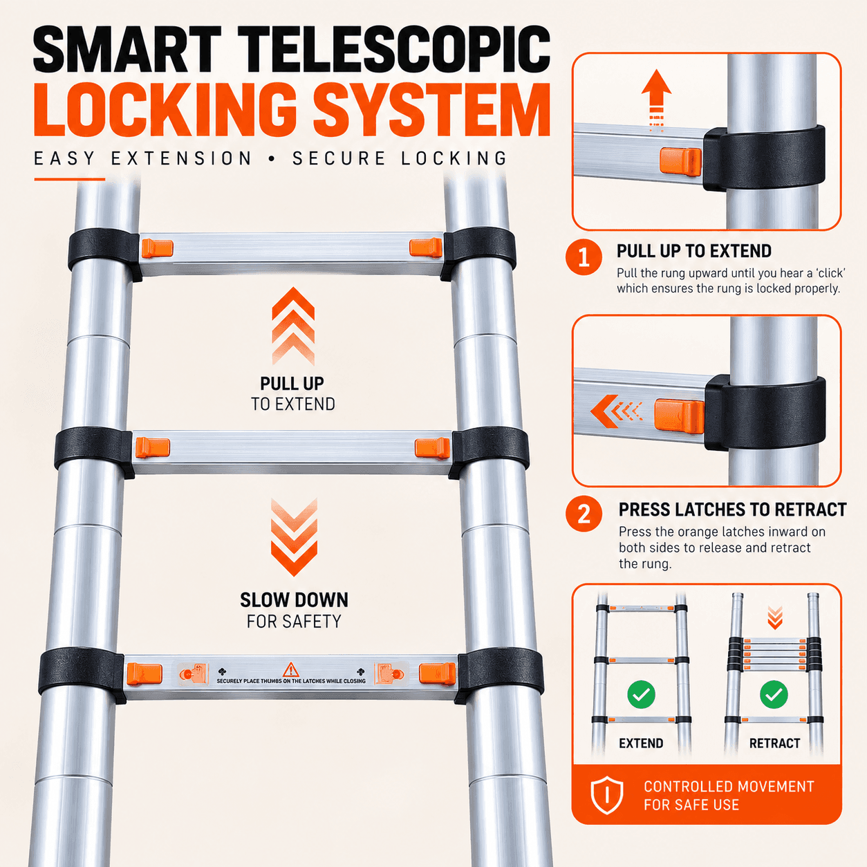 Bathla X-TEND 20.5 ft Aluminium Telescopic Ladder thumbnail 4