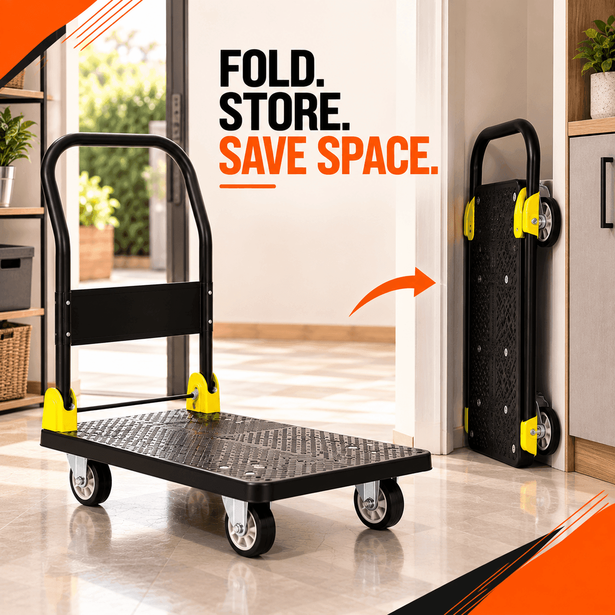 Bathla 400 Kg PVC Foldable Platform Trolley | LadderMart thumbnail 3