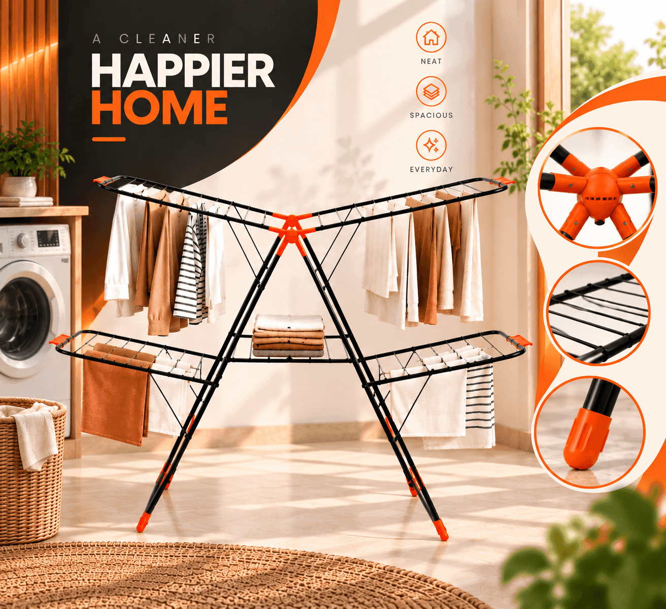 Bathla Mobidry Apollo 2 Level XL Foldable Clothes Drying Stand | LadderMart