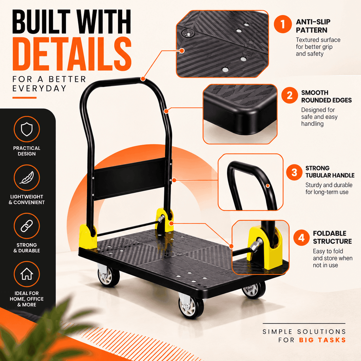Bathla 400 Kg PVC Foldable Platform Trolley | LadderMart thumbnail 5