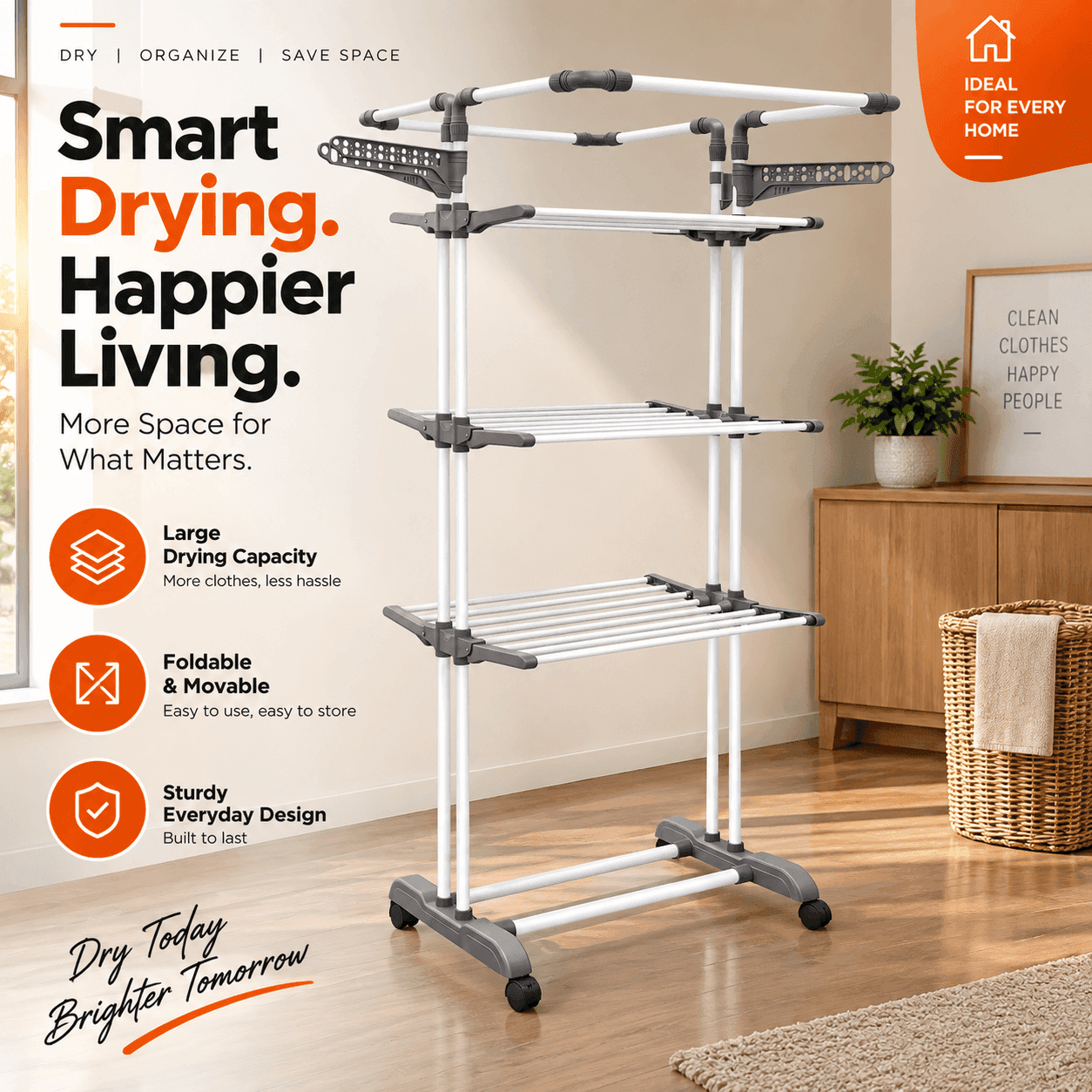 Allfold Clofera Plus 4 Layer Foldable Clothes Drying Rack thumbnail 4