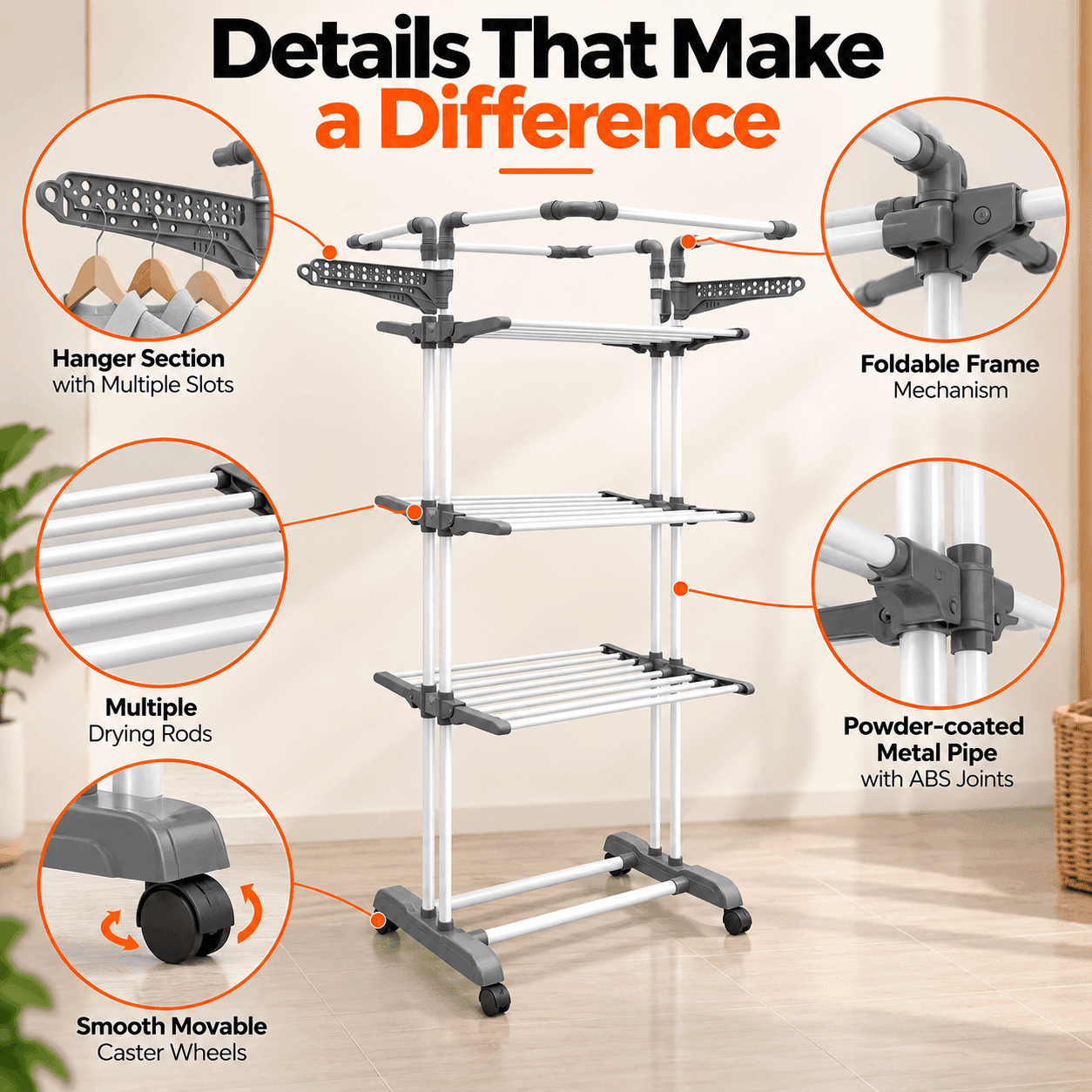 Allfold Clofera Plus 4 Layer Foldable Clothes Drying Rack thumbnail 8