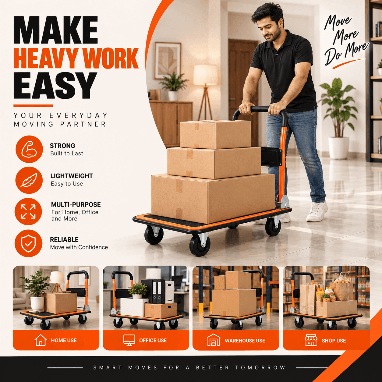 Bathla 150 Kg Steel Foldable Platform Trolley | LadderMart thumbnail 2