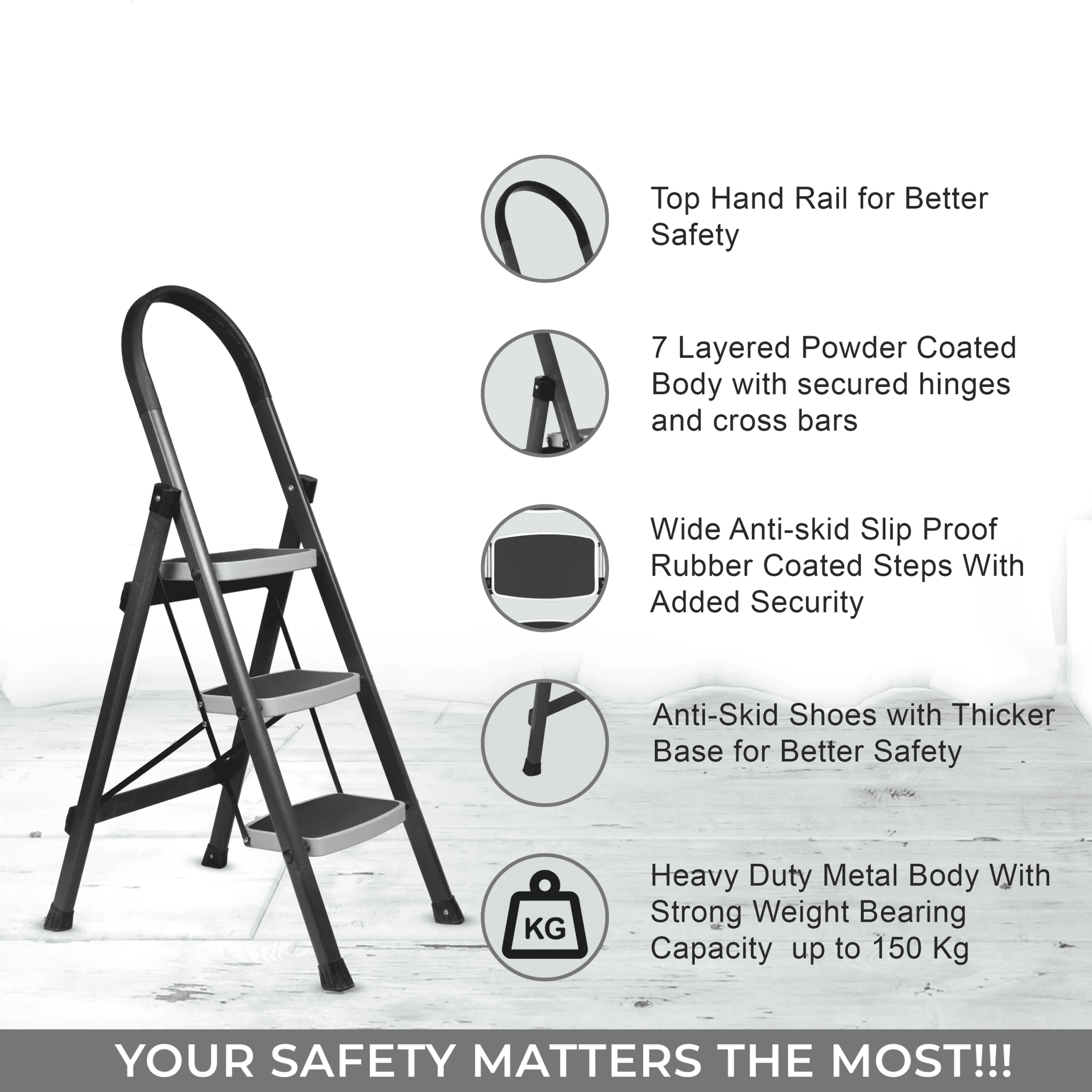 Allfold - Hunter - Mild Steel Step Ladder  thumbnail 4