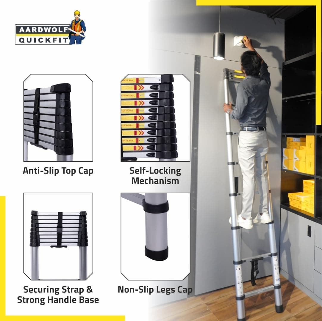 Aluminium Single Telescopic ladder - AQT - 10 Feet thumbnail 5