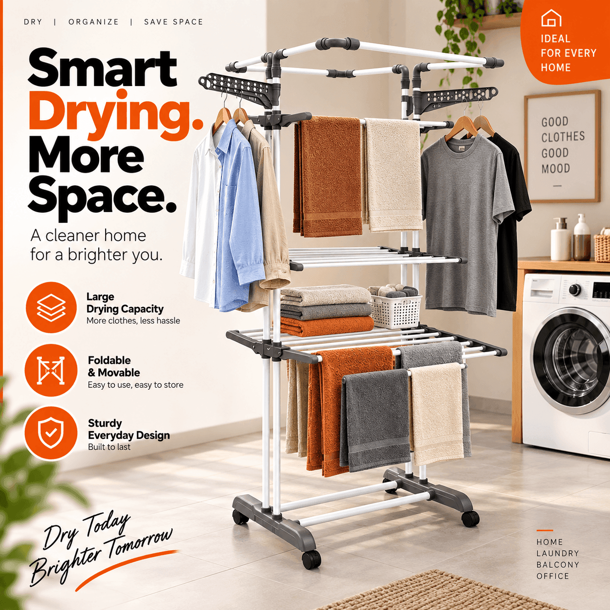Allfold Clofera Plus 4 Layer Foldable Clothes Drying Rack thumbnail 7