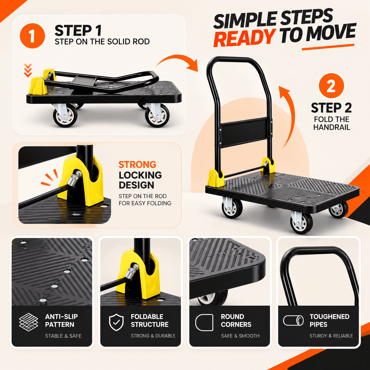 Bathla 600 Kg PVC Platform Trolley | Heavy-Duty Foldable Trolley thumbnail 5