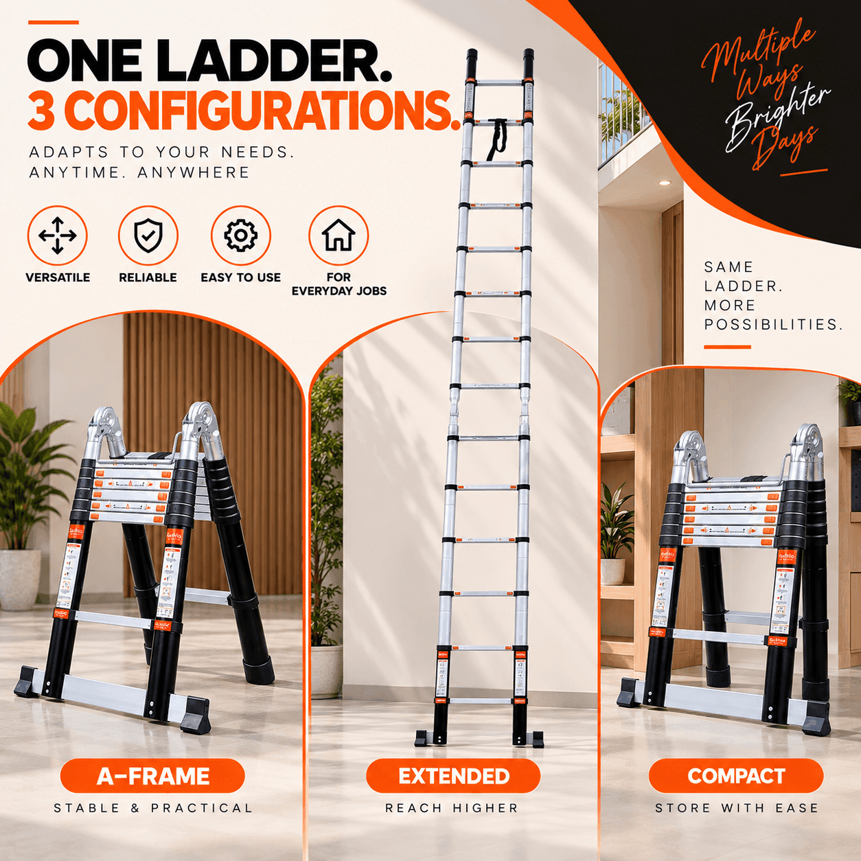 Bathla X-TEND 20.5 Ft Aluminium Telescopic Ladder | 150 KG thumbnail 6