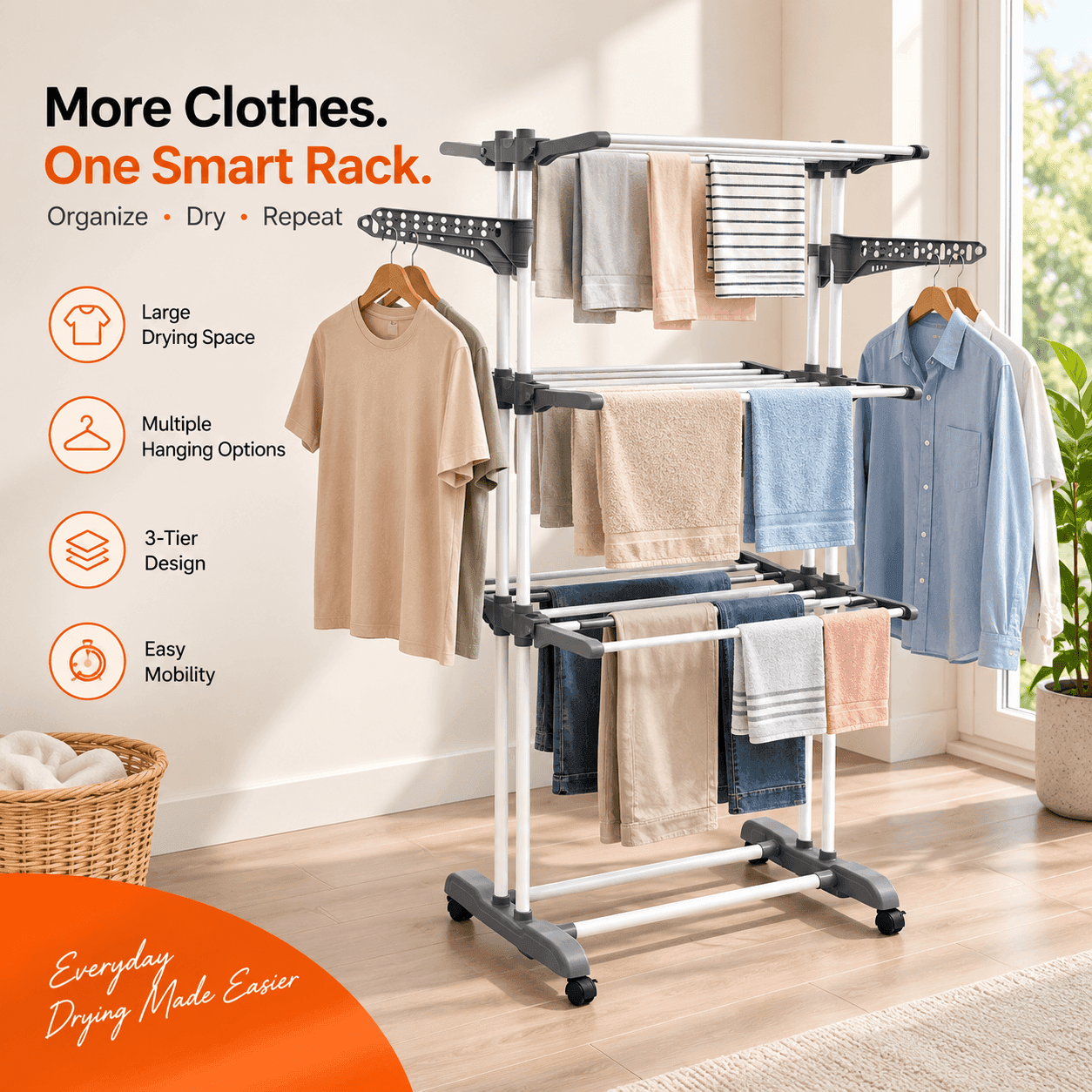 Allfold Clofera 3 Layers Foldable Clothes Drying Rack thumbnail 2