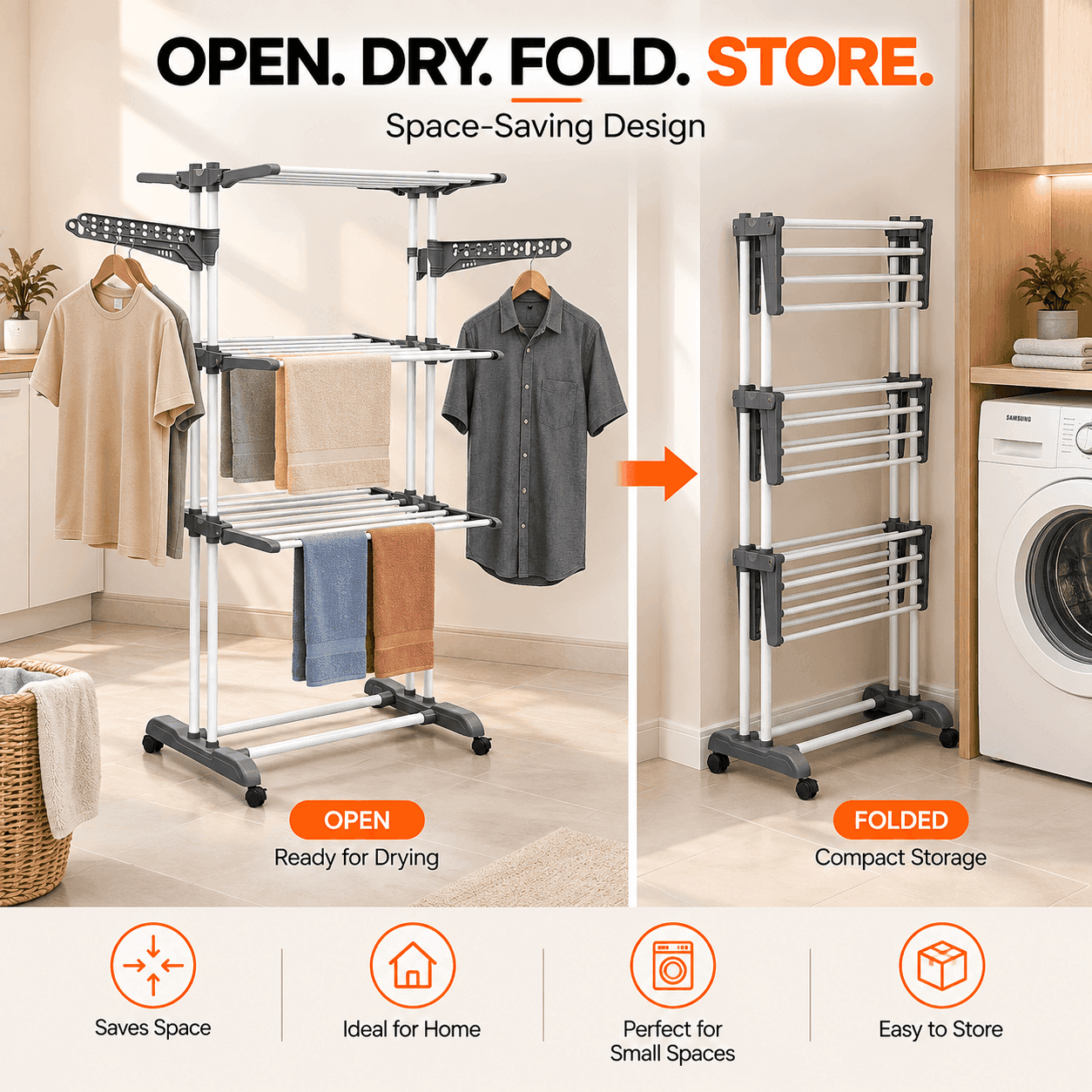 Allfold Clofera 3 Layers Foldable Clothes Drying Rack thumbnail 5
