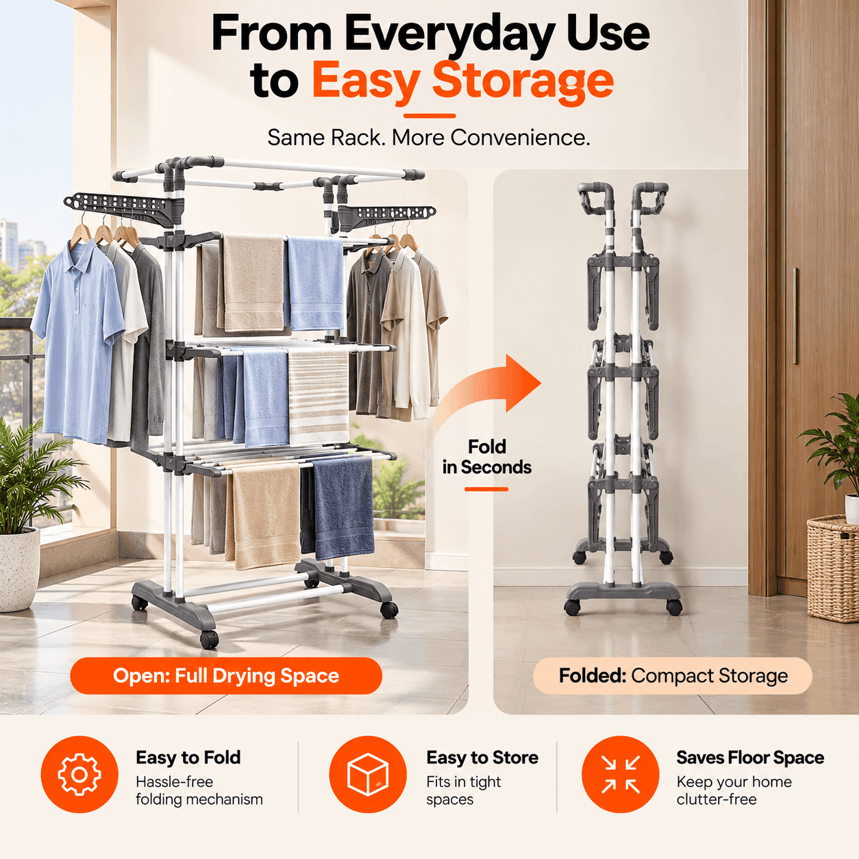 Allfold Clofera Plus 4 Layer Foldable Clothes Drying Rack thumbnail 2