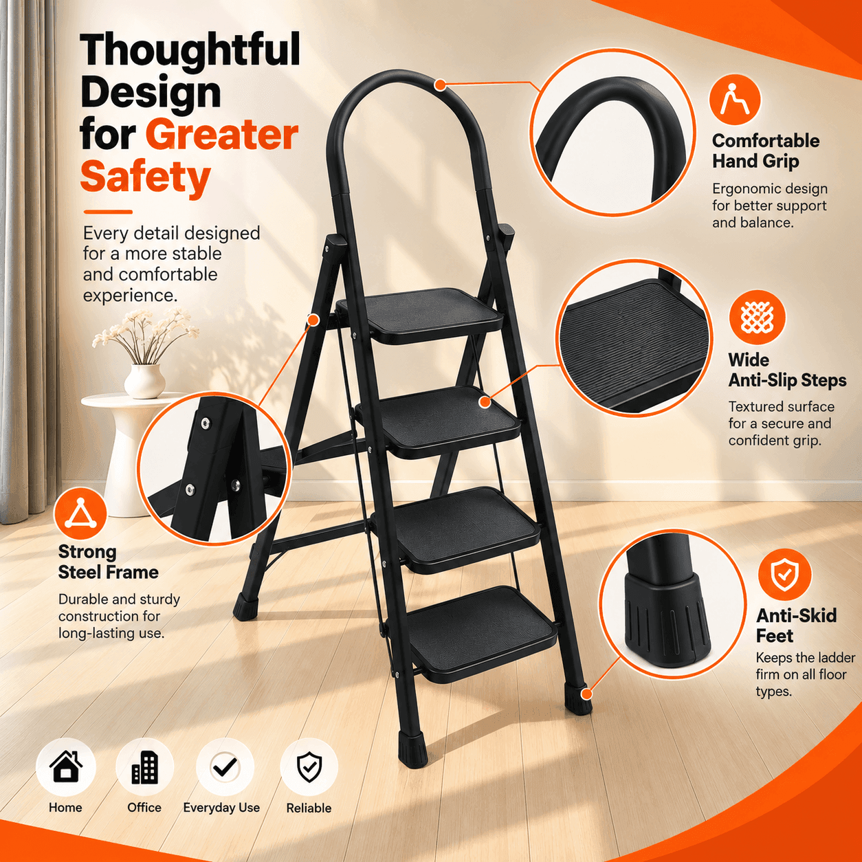 Hercules Pro Heavy Steel Step Ladder thumbnail 3