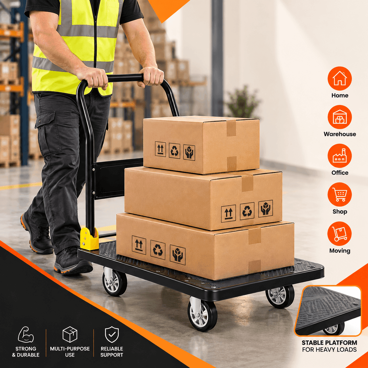 Bathla 600 Kg PVC Platform Trolley | Heavy-Duty Foldable Trolley thumbnail 4
