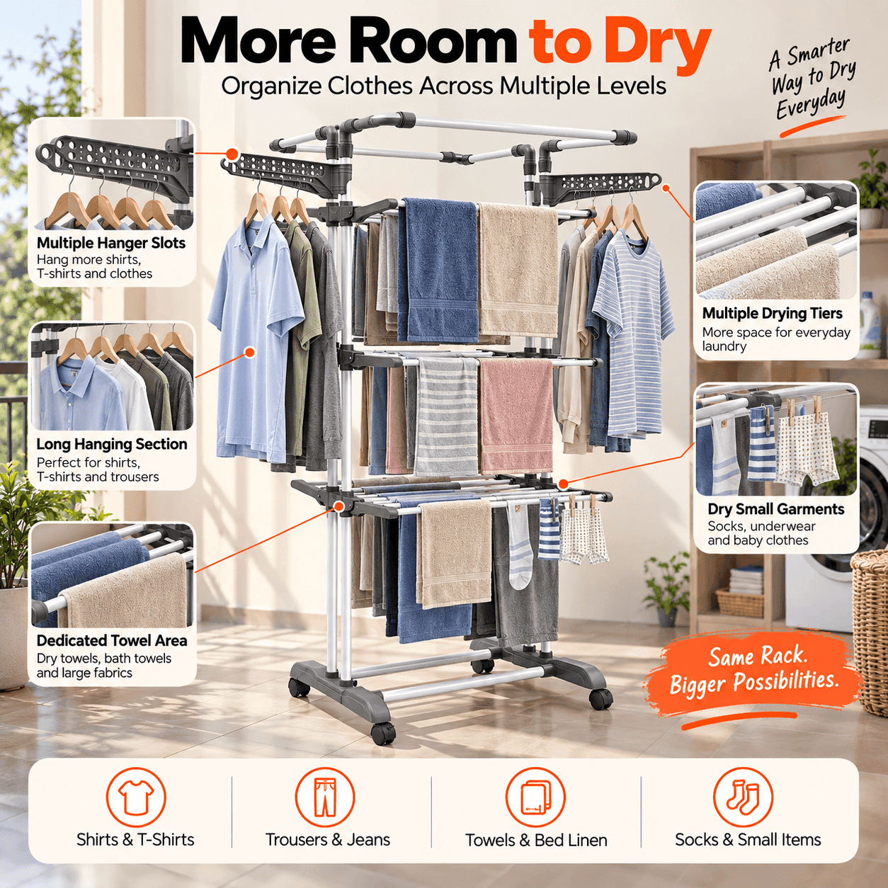 Allfold Clofera Plus 4 Layer Foldable Clothes Drying Rack thumbnail 6