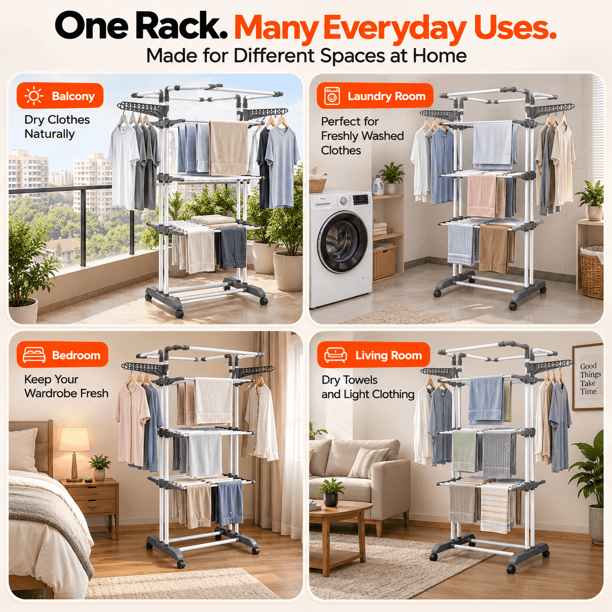 Allfold Clofera Plus 4 Layer Foldable Clothes Drying Rack thumbnail 5