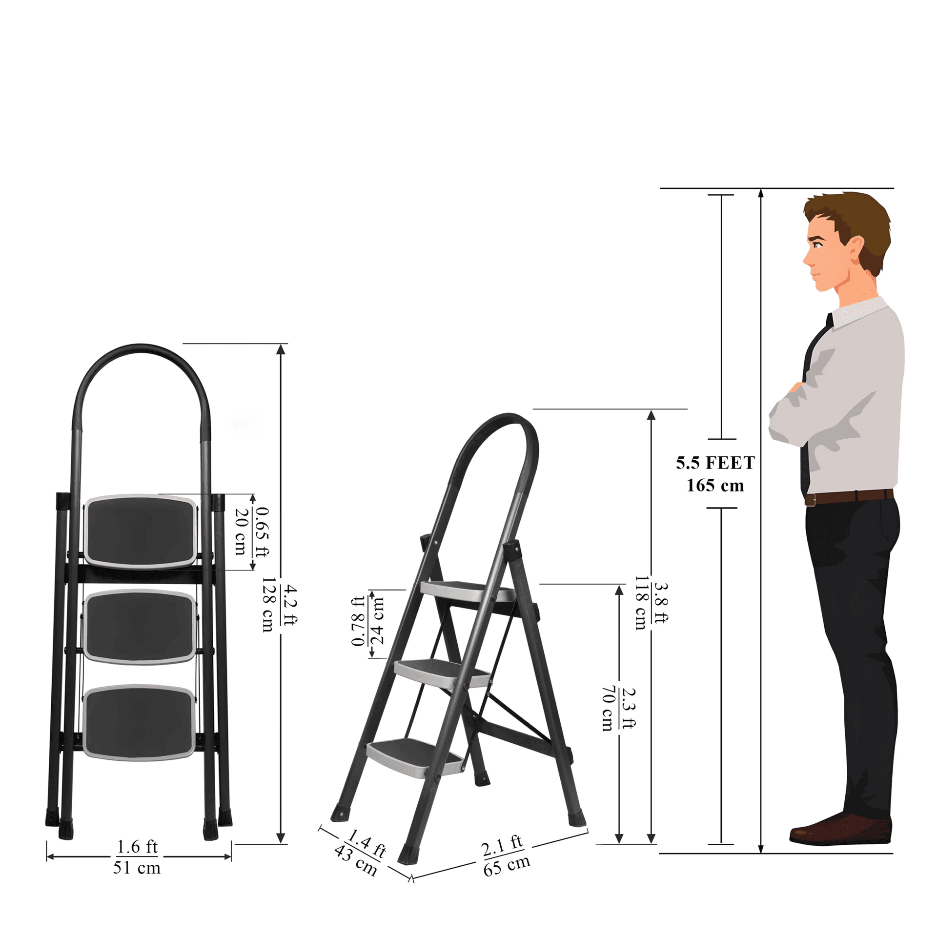Allfold - Hunter - Mild Steel Step Ladder  thumbnail 2