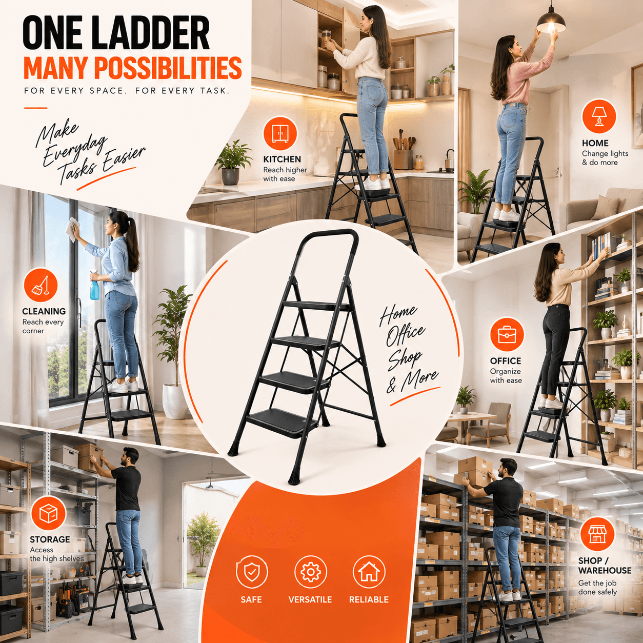 Hercules Heavy Steel Step Ladder thumbnail 7