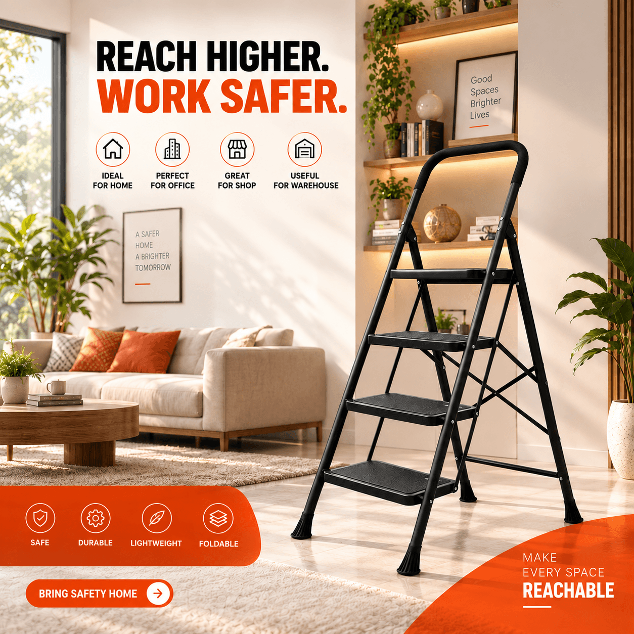 Hercules Heavy Steel Step Ladder thumbnail 5
