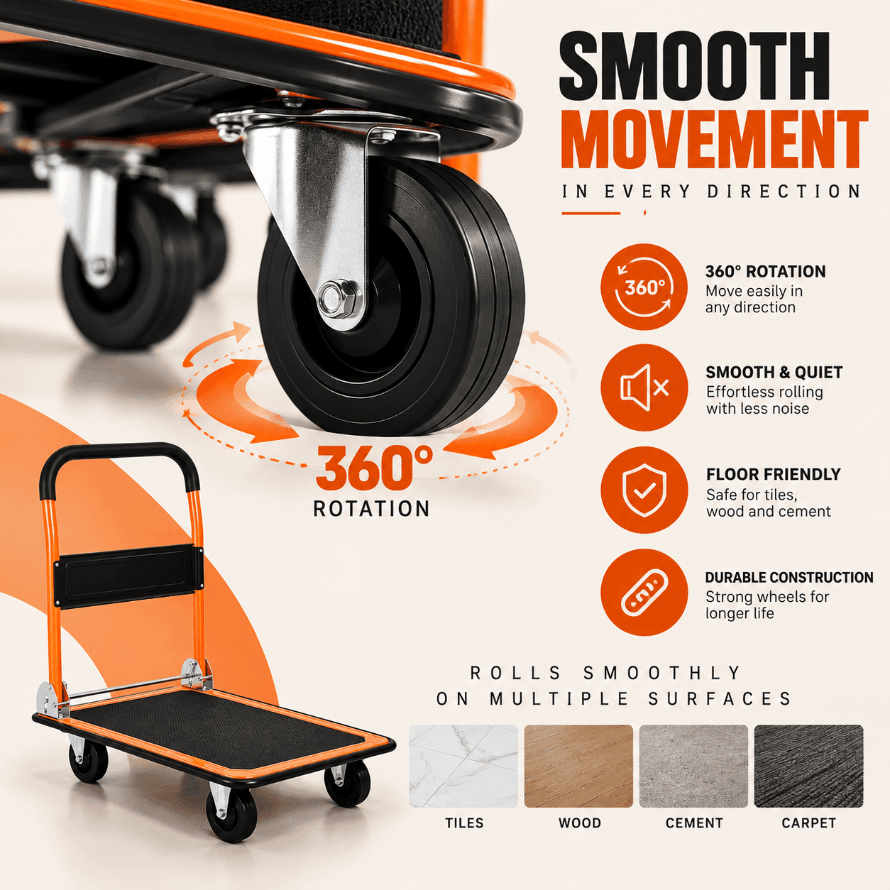 Bathla 150 Kg Steel Foldable Platform Trolley | LadderMart thumbnail 3