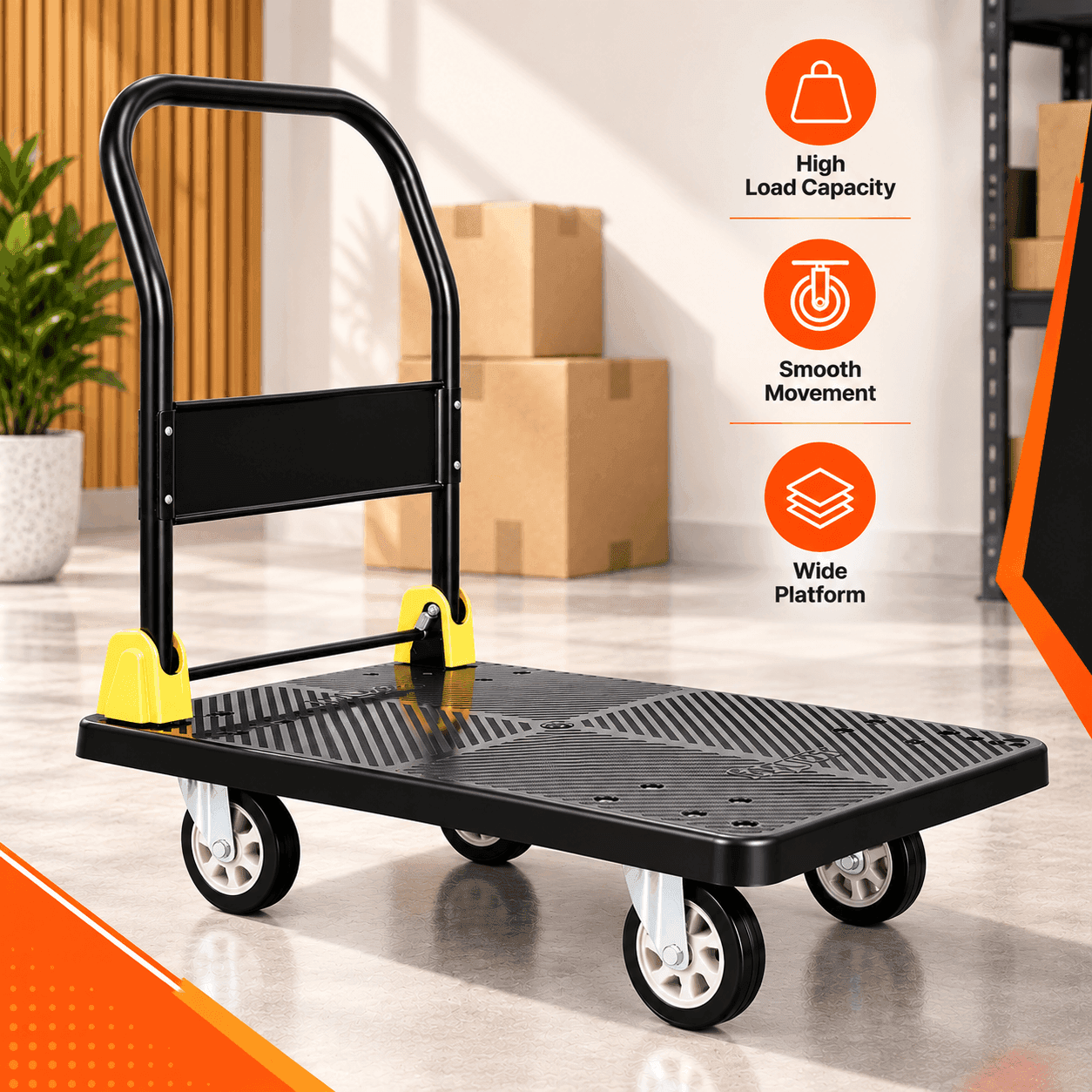 Bathla 600 Kg PVC Platform Trolley | Heavy-Duty Foldable Trolley