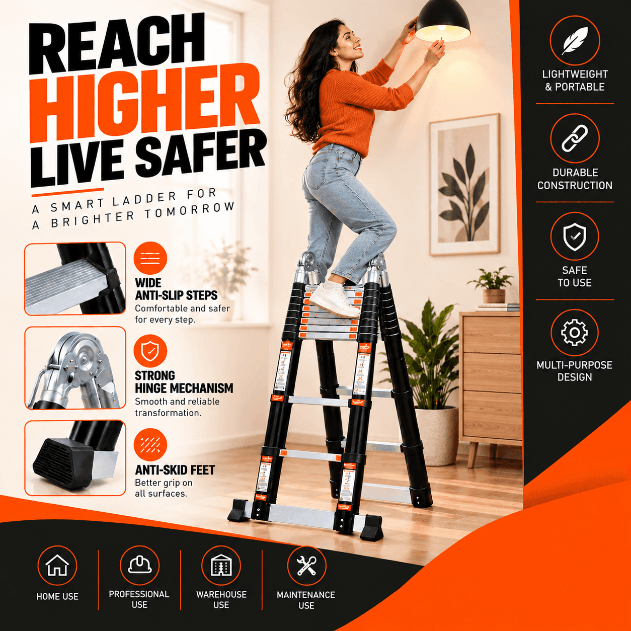 Bathla X-TEND 20.5 ft Aluminium Telescopic Ladder