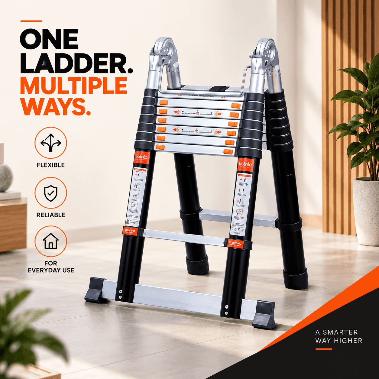 Bathla X-TEND 20.5 Ft Aluminium Telescopic Ladder | 150 KG